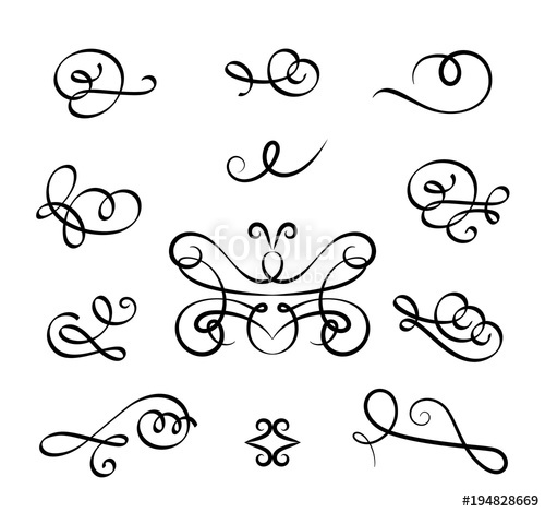 500x469 Vintage Set Of Calligraphic Flourishes And Curlicues Stock Image