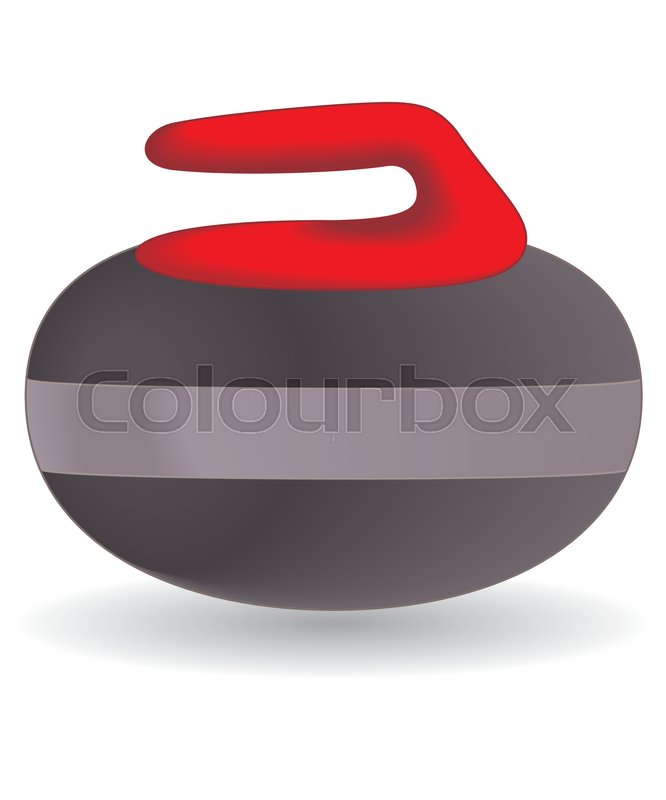 666x800 Curling Rock With Red Handle On White Stock Vector Colourbox