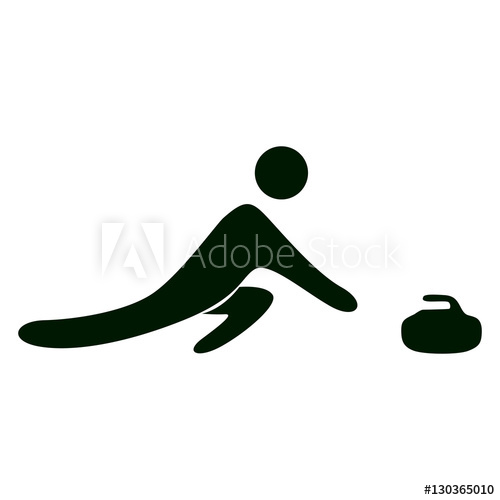 500x500 Isolated Curling Sport Icon Black Figure Of An Athlet On White