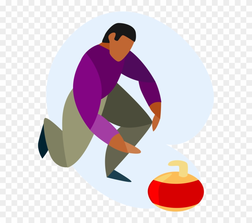 880x780 Vector Illustration Of Curler With Curling Rock