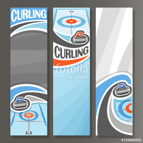 500x500 Vector Vertical Banners For Curling Cartoon Template For Title
