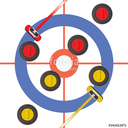 500x500 Curling Rocks And Curling Broom On Ice With Target From An Aerial