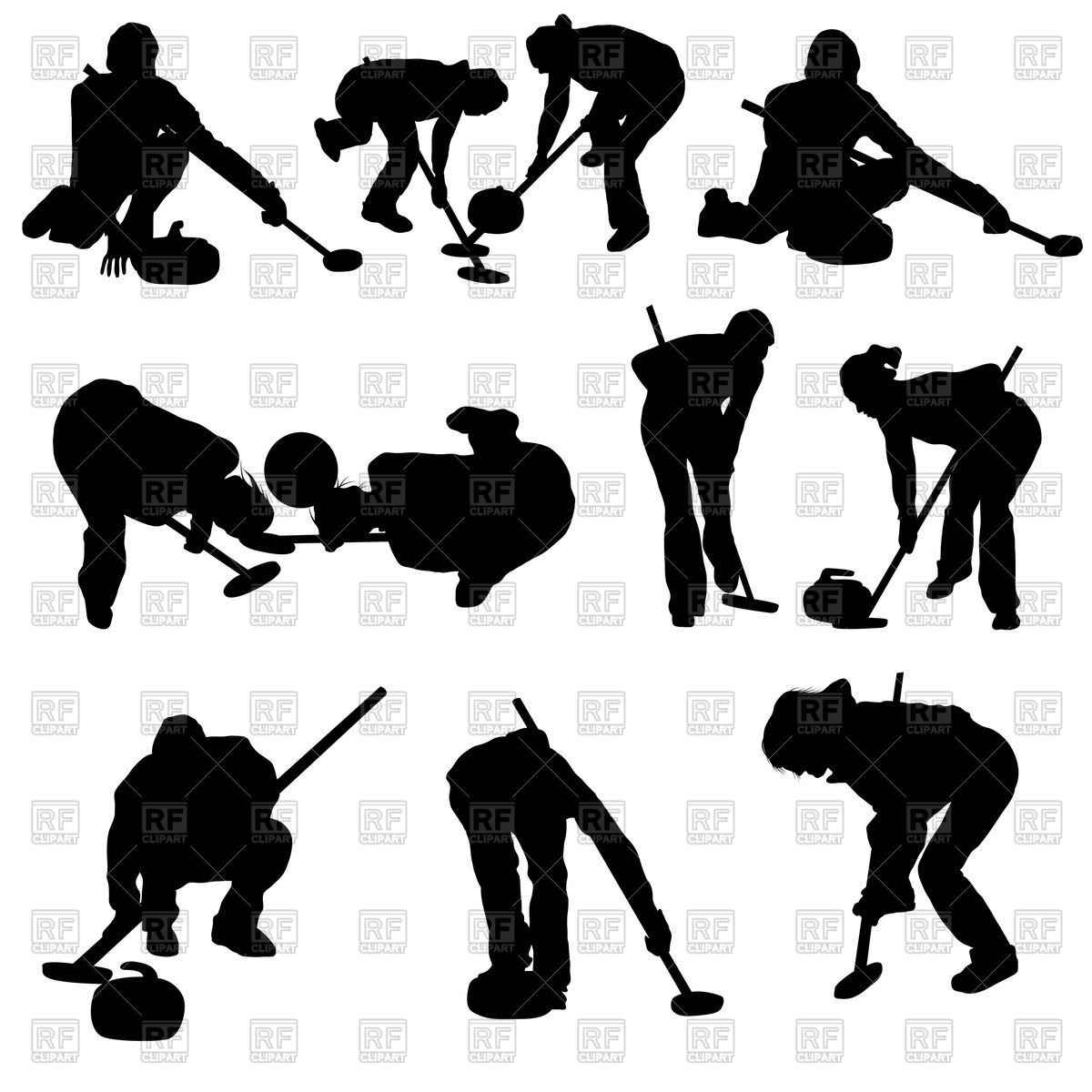 Curling People Silhouette Set Vector Image Of Sport And Leisure 1200x1200 Curling People Silhouette Set Vector Image Of Sport And Leisure