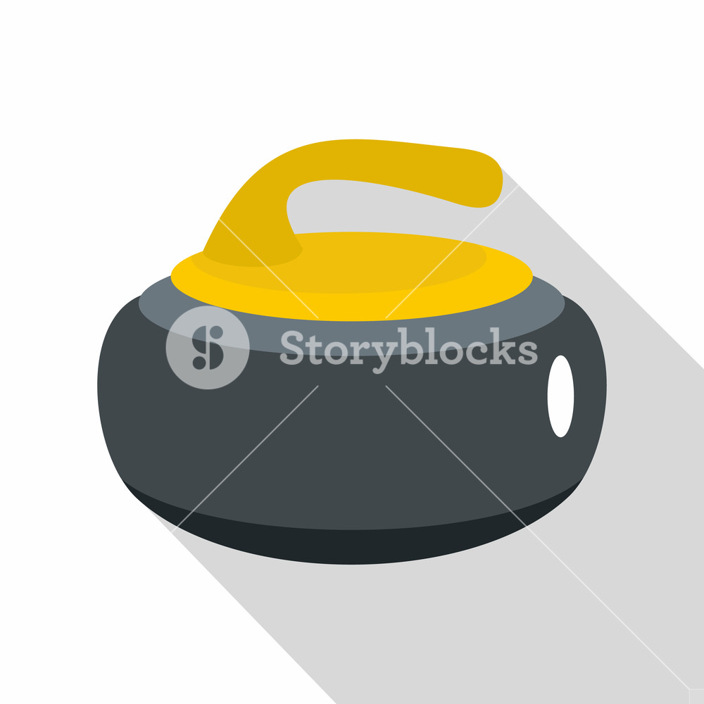 Curling Stone With Yellow Handle Icon Flat Illustration 1000x1000 Curling Stone With Yellow Handle Icon Flat Illustration