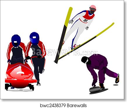 Winter Sport Silhouettes Bobsleighing, Ski Jumping, Curling 435x370 Winter Sport Silhouettes Bobsleighing, Ski Jumping, Curling