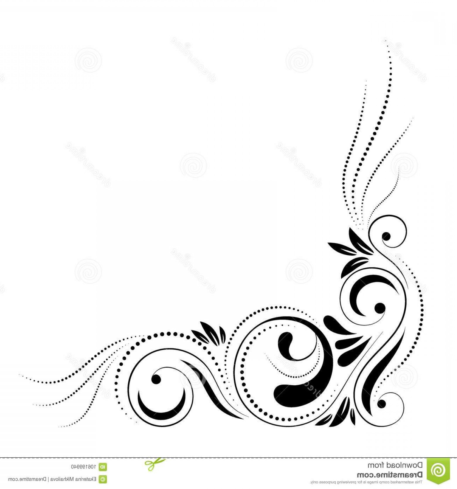 1560x1668 Floral Corner Design Swirl Ornament Isolated White Background