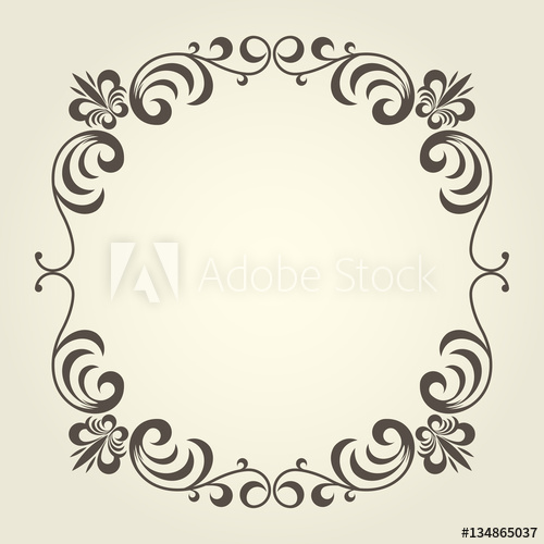 500x500 Flourish Square Frame With Ornate Curly Borders