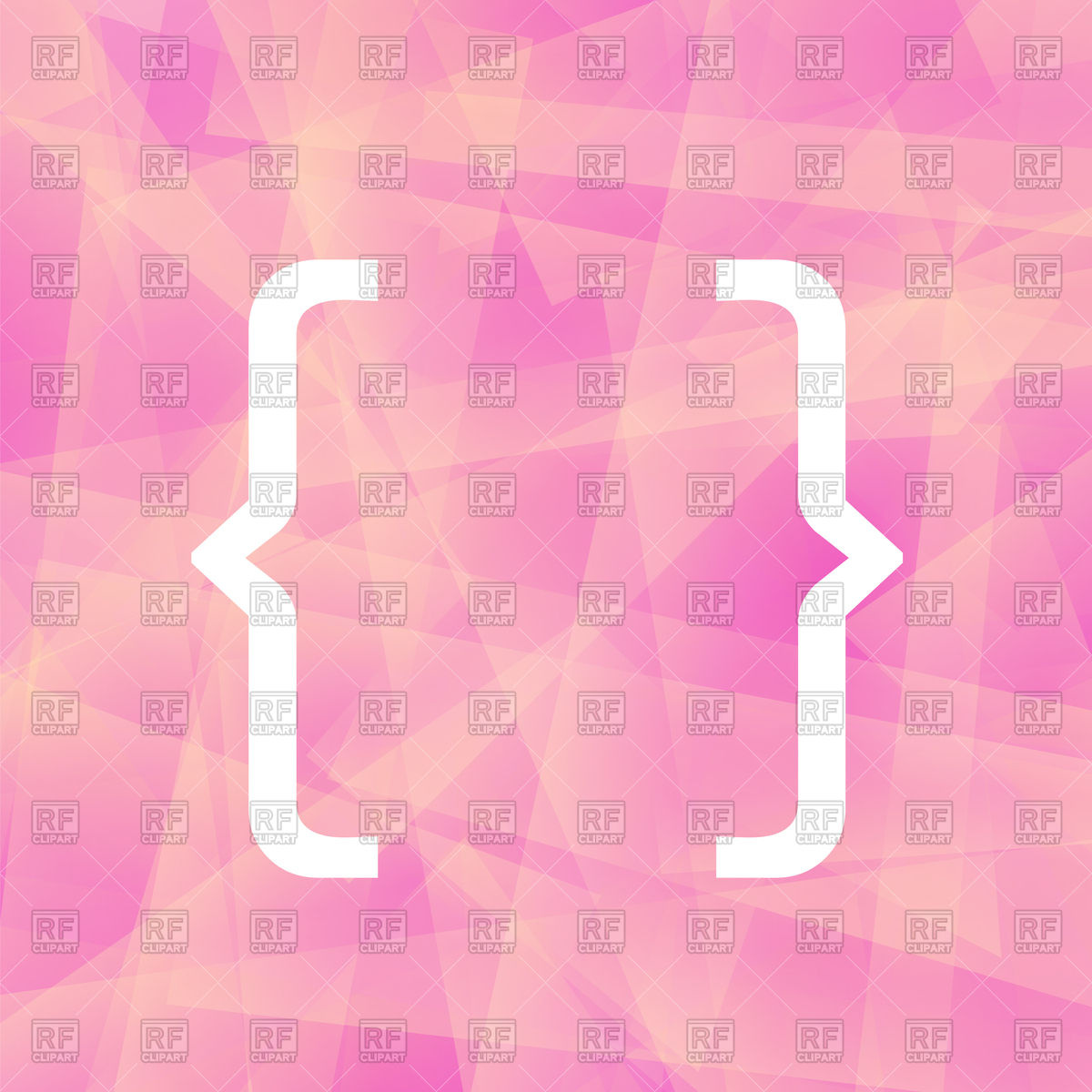 1200x1200 Curly Bracket Icon On Pink Polygonal Background Vector Image