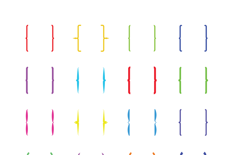 800x533 Multicolored Curly Brackets, Braces Vector Icons