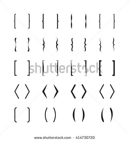 431x470 Square, Round, Angle, Curly Brackets Vector Icons Set Brace