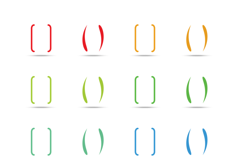 800x533 Color Curly Brackets, Braces Vector Set