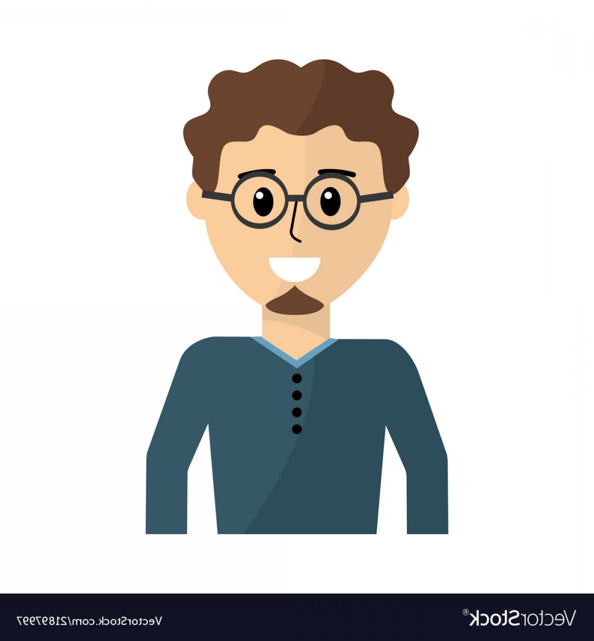 1200x1296 Happy Man Wearing Glasses With Curly Hair Vector Studiogrfx