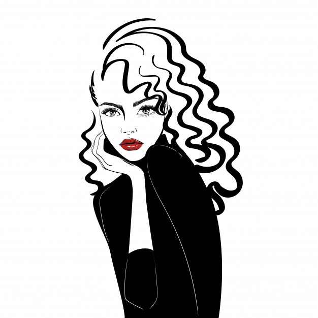 626x626 Portrait Of Woman With Long Curly Hair Vector Premium Download