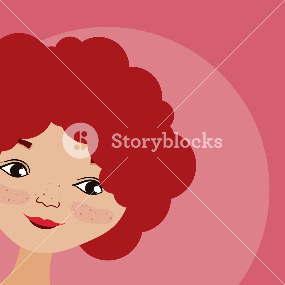 1000x1000 Young Woman Face With Red Curly Hair Vector Illustration Graphic