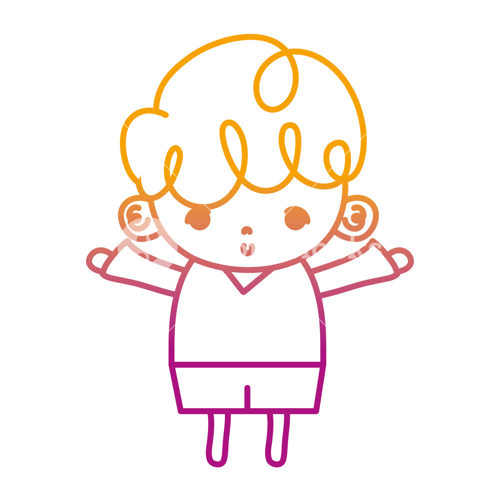 1000x1000 Degraded Line Cute Boy Child With Curly Hair Vector Illustration