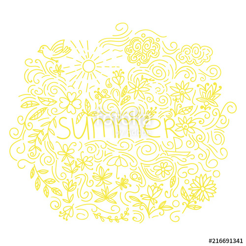 Summer Postcard Doodle Summer Card With Floral Elements, Flowers 500x500 Summer Postcard Doodle Summer Card With Floral Elements, Flowers