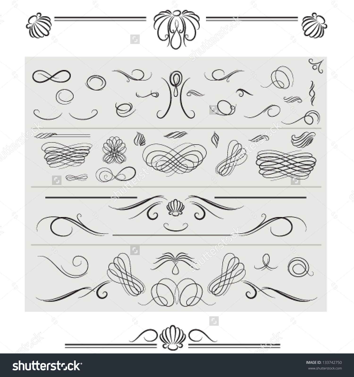 Vector Set Of Calligraphic Elements 1500x1600 Vector Set Of Calligraphic Elements