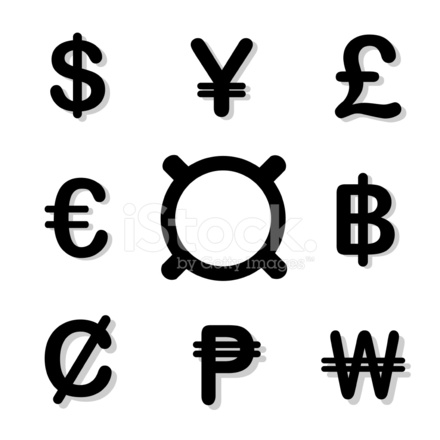 440x440 Black Currency Symbols Vector Set Stock Vector