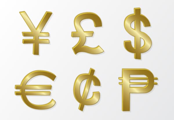 600x415 Free Vector Golden Currency Symbols Free Vectors Ui Download