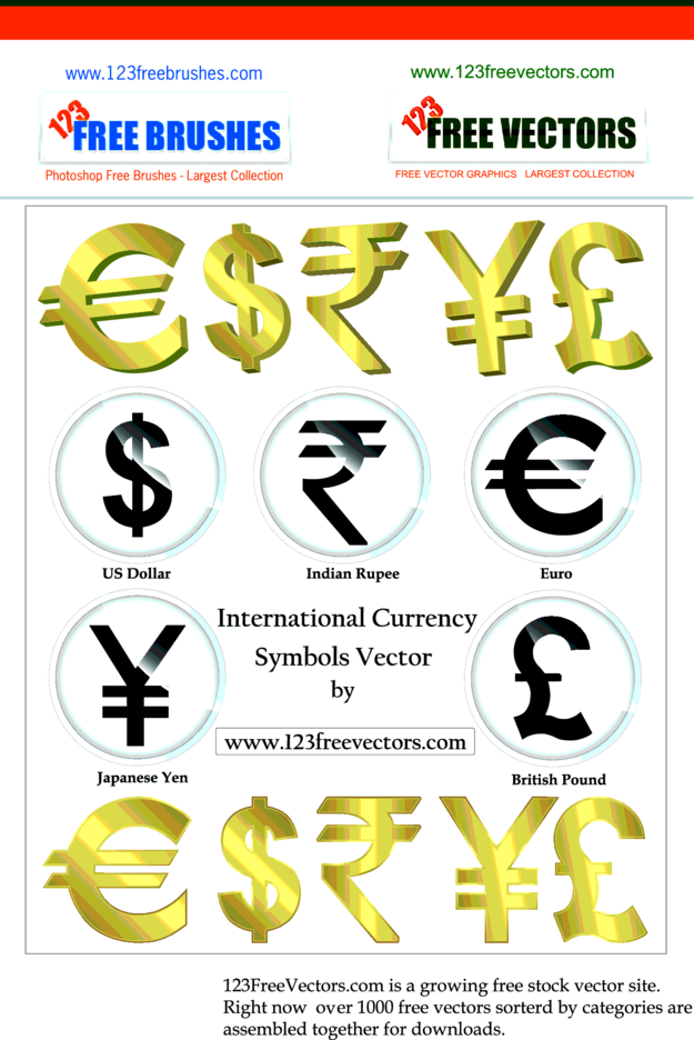 625x936 International Currency Symbols Vector Freevectors