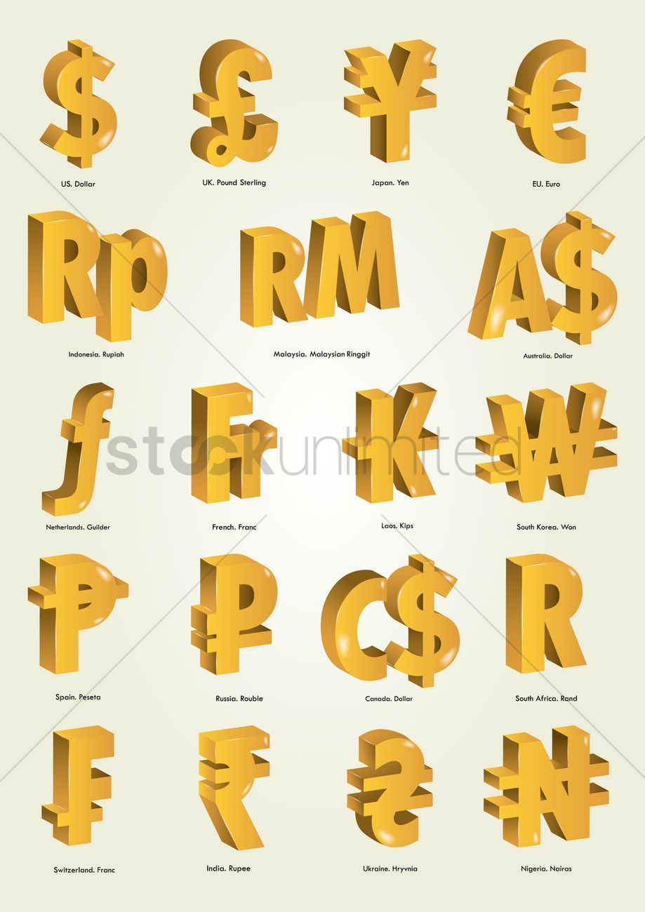 919x1300 Set Of Currency Symbols Vector Image