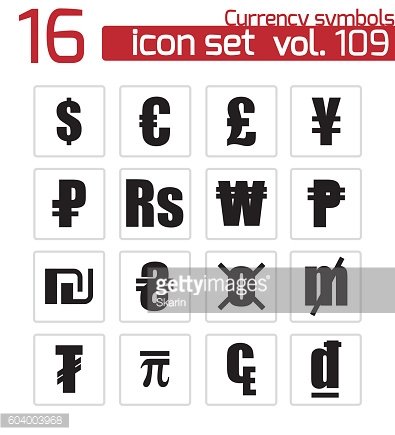 395x435 Vector Black Currency Symbols Set Premium Clipart
