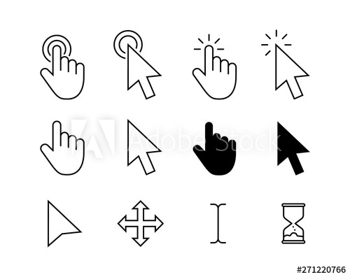 500x396 Computer Mouse Click Cursor Gray Arrow Icons Set And Loading Icons