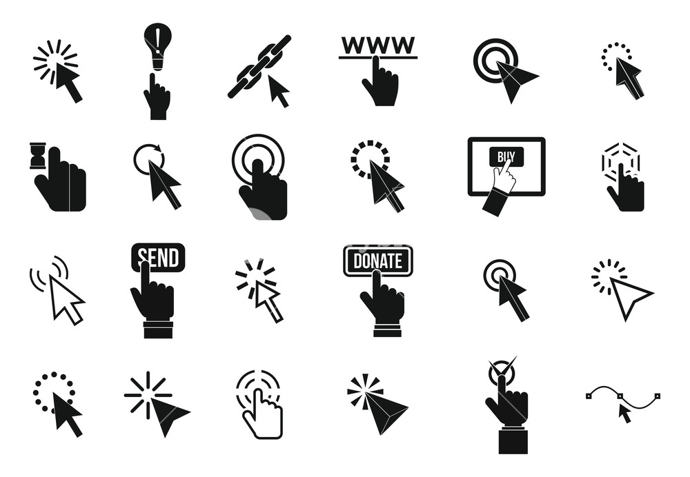 1000x692 Cursor Icon Set Simple Set Of Cursor Vector Icons For Web Design