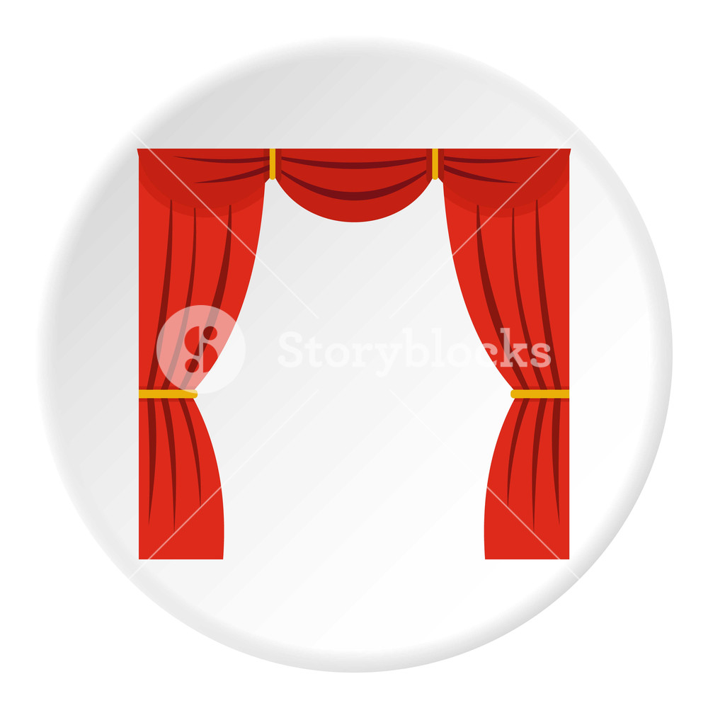 1000x1000 Curtain On Stage Icon In Flat Circle Isolated Vector Illustration