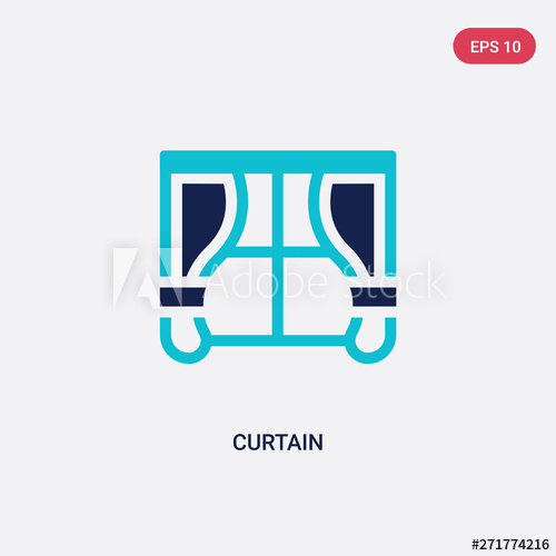 500x500 Two Color Curtain Vector Icon From Furniture Concept Isolated