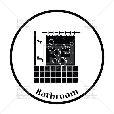 400x400 Bathroom With Bathtub, Shower And Curtan Vector Image