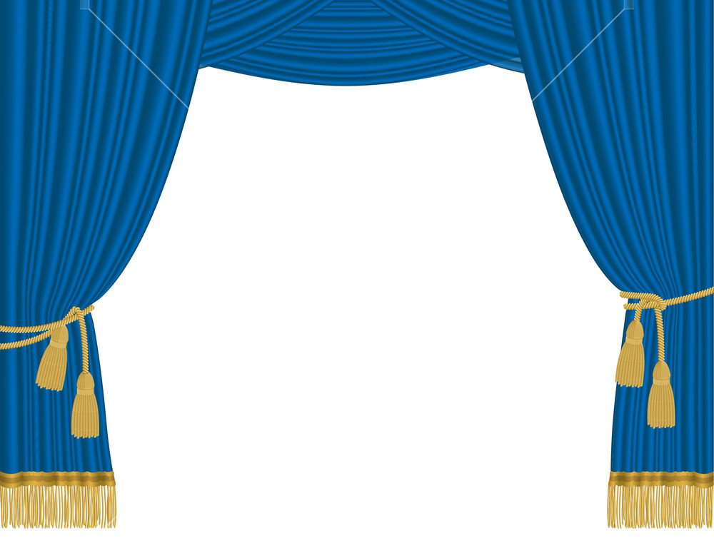 1000x775 Blue Curtain Vector Royalty Free Stock Image