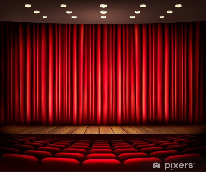 700x585 Cinema Or Theater Scene With A Curtain Vector Wall Mural