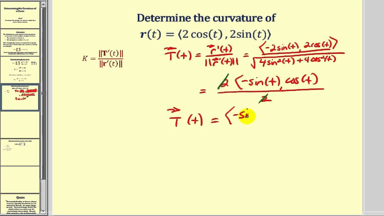 1280x720 Determining Curvature Of A Curve Defined