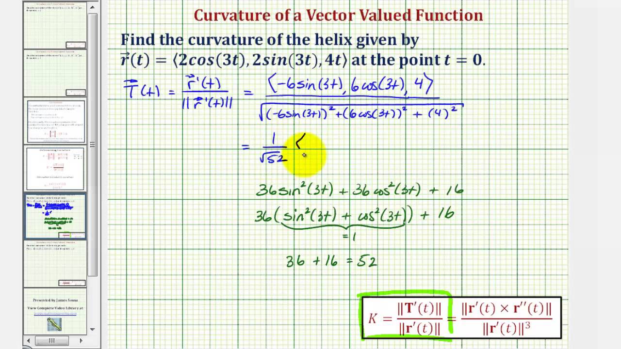 1280x720 Ex Find The Curvature Of A Space Curve Given