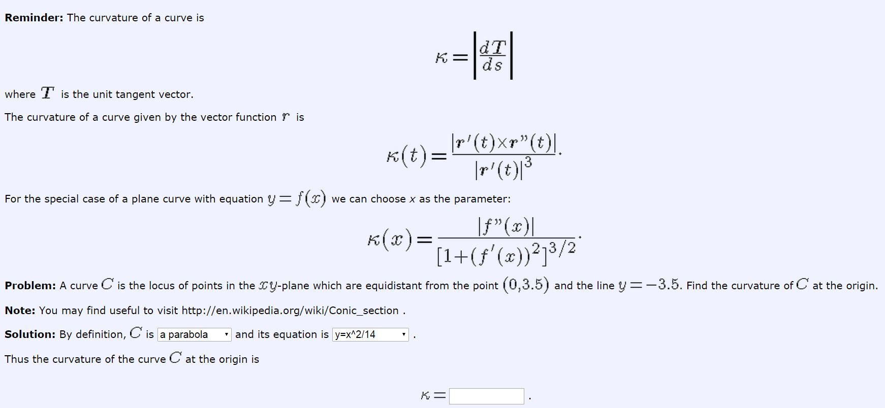 1742x804 Solved The Curvature Of A Curve Is K= Dt Ds Where T I
