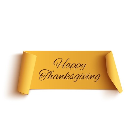 Happy Thanksgiving, Yellow Curved Banner, Isolated On White 450x450 Happy Thanksgiving, Yellow Curved Banner, Isolated On White