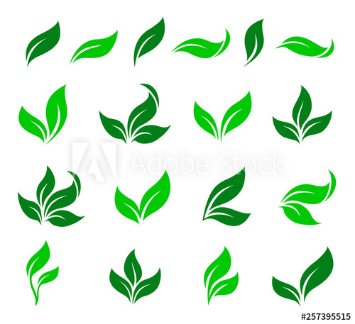 500x457 Set Of Curved Green Leaves Design Icons