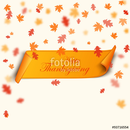 500x500 Happy Thanksgiving, Yellow Curved Banner Ribbon Vector