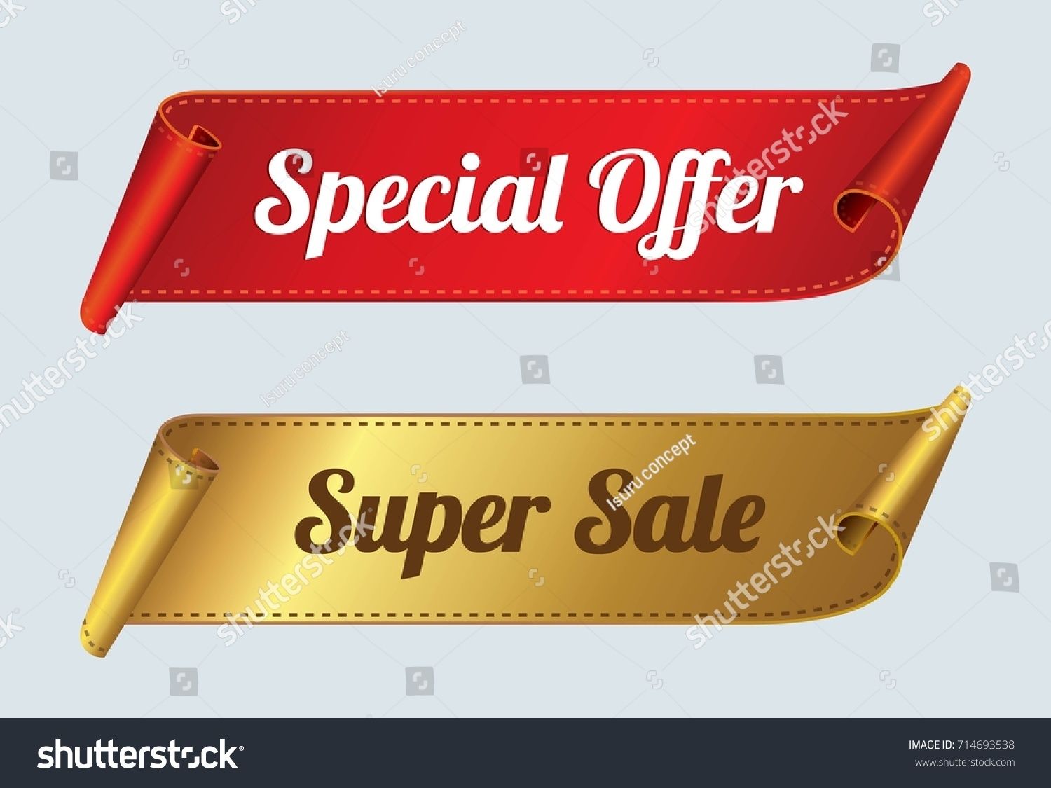 1500x1125 Super Sale And Special Offer Banners Red And Gold Curved Ribbon