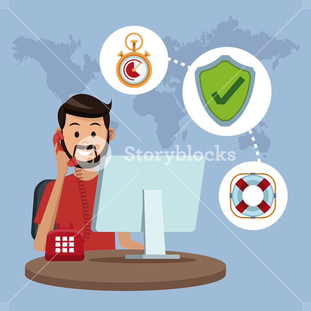 1000x1000 User Calling To Customer Service Vector Illustration Graphic