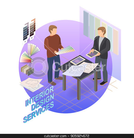 450x464 Home Repair Isometric Template Designer And Customer Vector