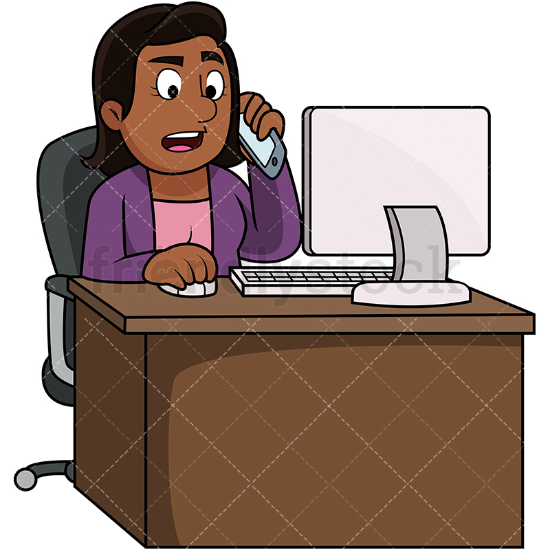 800x800 Black Woman Angry Consumer On The Phone Cartoon Vector Clipart