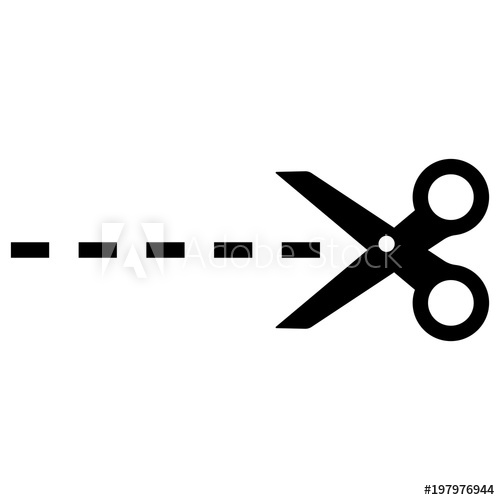 500x500 Scissor, Cut Line, Cut Here Symbol Isolated Vector
