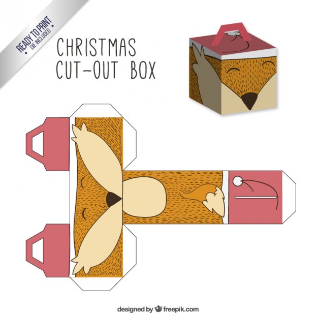 626x626 Cute Christmas Fox Cut Out Box Free Vectors Ui Download