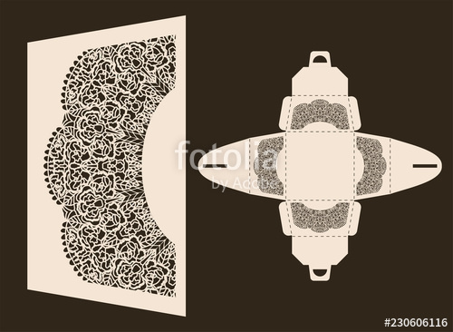 500x366 Openwork Gift Paper Box With A Handle, Lace Pattern, Cut Out