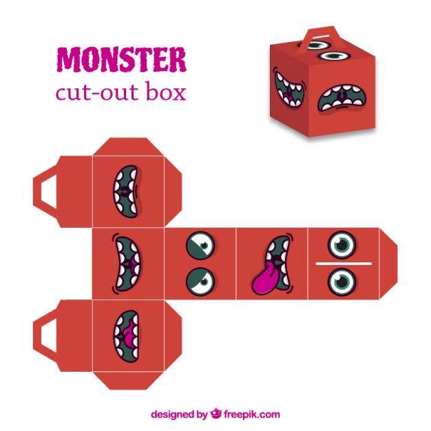 626x626 Red Monster Cut Out Box Vector Free Download