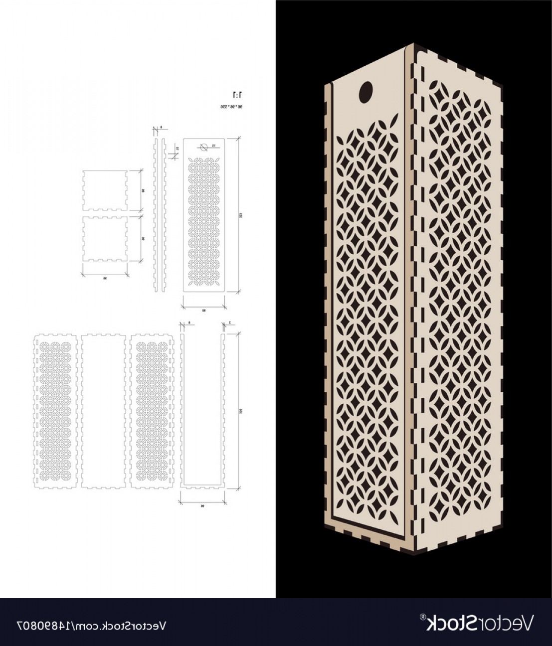 1107x1296 Cut Out Template For Wine Box Vector Soidergi