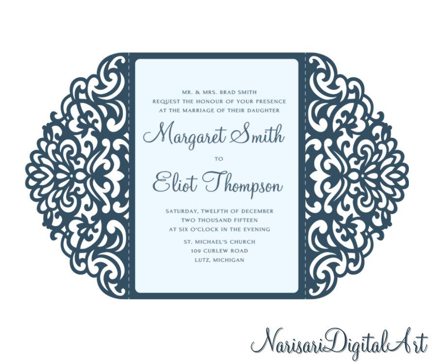 900x746 Ornamental Gate Fold Wedding Invitation Card Template