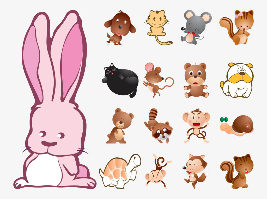 1024x765 Cute Animals Vector Collection Vector Art Graphics